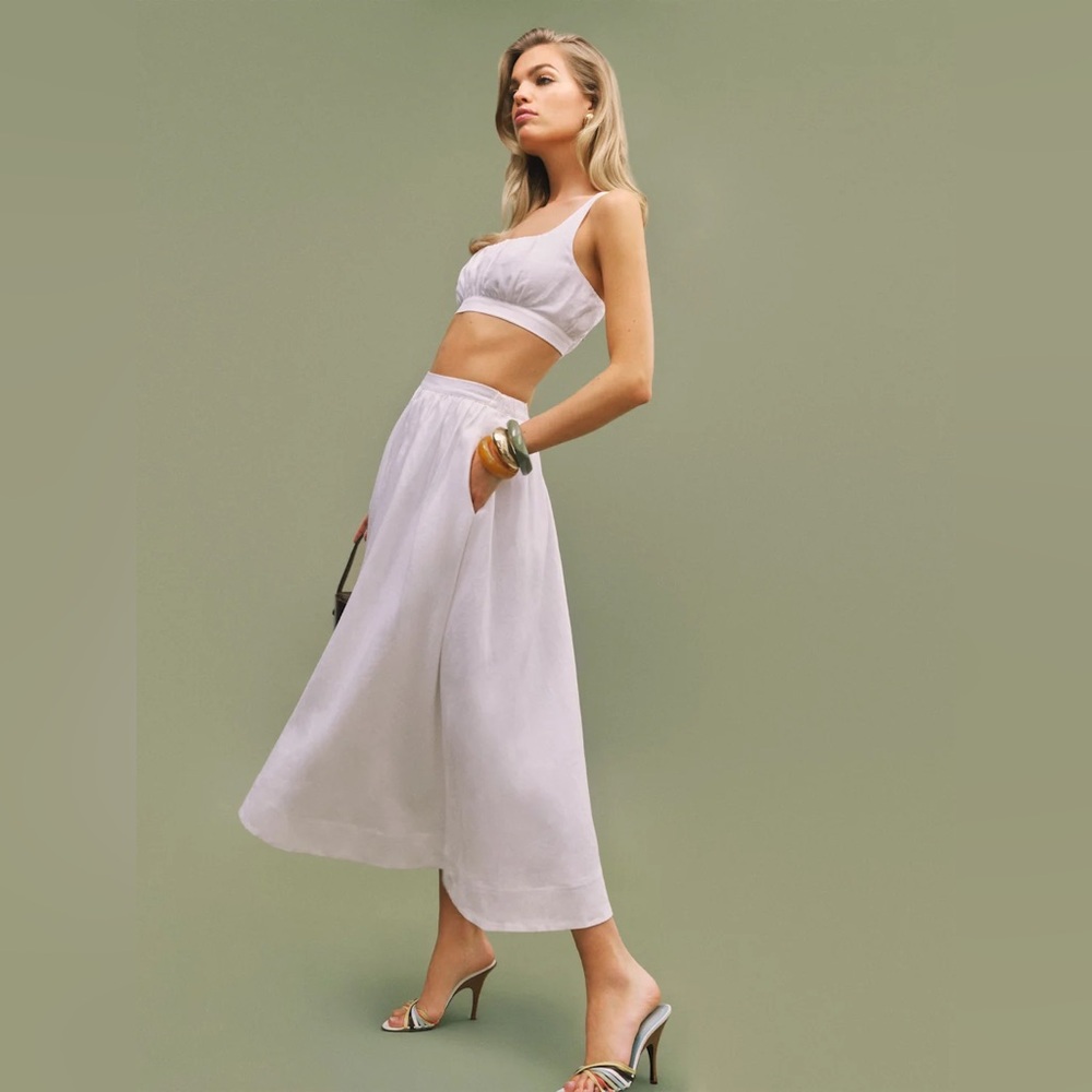 Reformation White Midi Dress Two-Piece Set